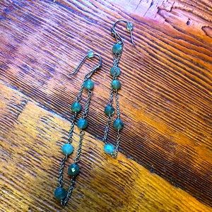 Green jasper & silver earrings